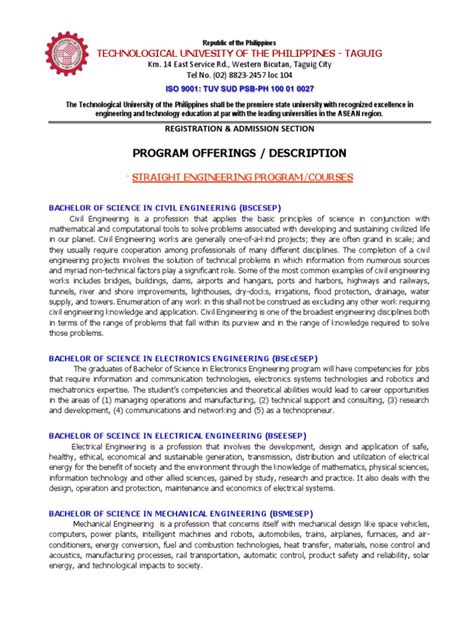 tup taguig courses|PROGRAM OFFERINGS AND DESCRIPTIONS .